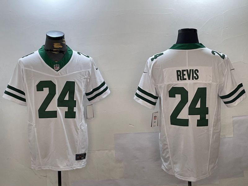 Men New York Jets #24 Revis White Throwback 2024 Nike Vapor Limited NFL Jersey style 1->new york jets->NFL Jersey